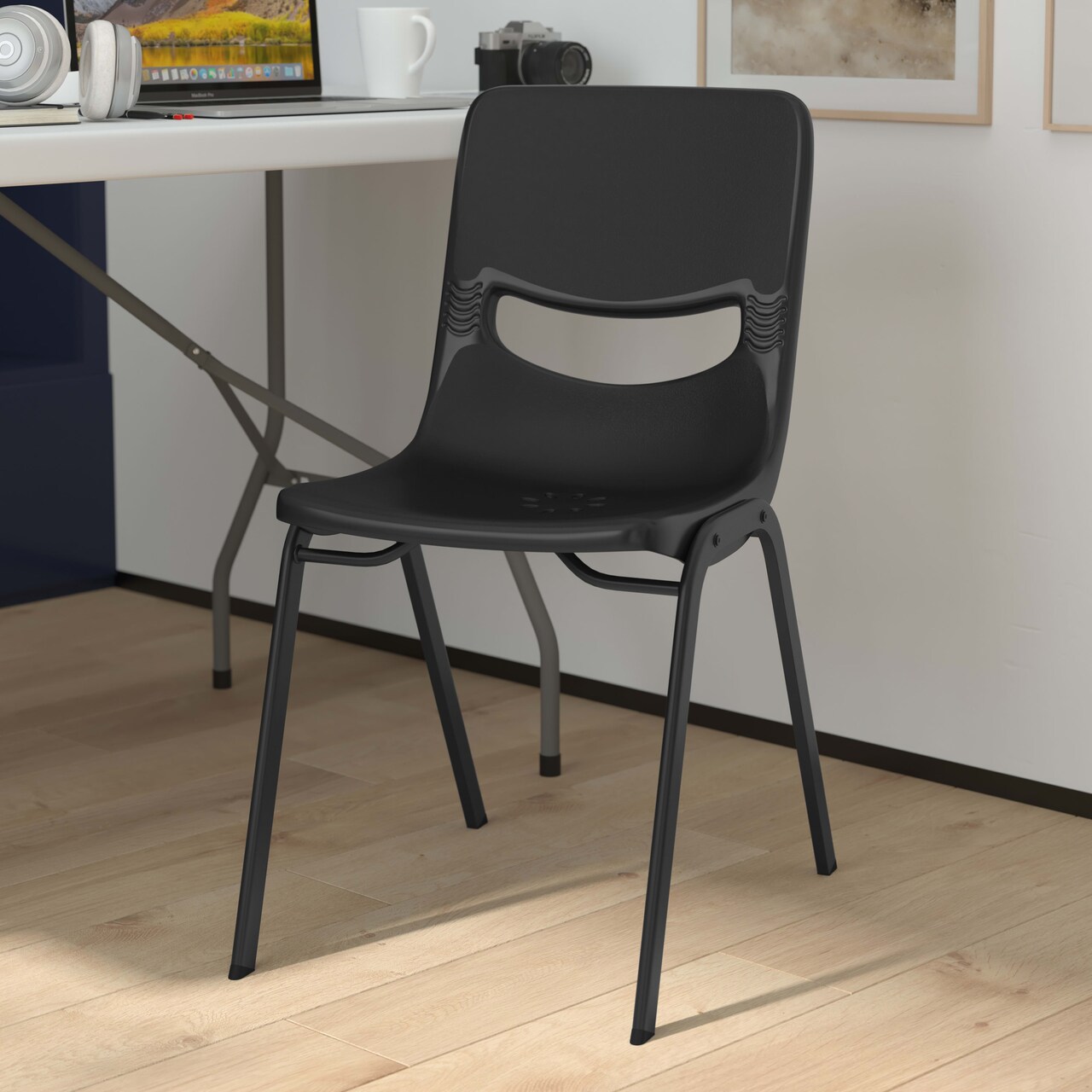 Emma and Oliver Jacobs Stackable Flex Comfort Classroom Chair with Ergonomic Flex Back and Heavy-Duty, Powder-Coated Steel Frame
